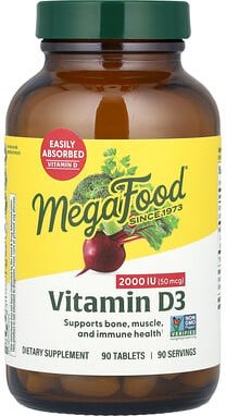 MegaFood, Vitamin D3, 2000 IE (50 mcg), 90 Tabletten