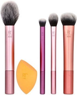 Real Techniques, Everyday Essentials Set, Essentials-Set für das tägliches Tragen, Gesicht + Augen + Wange, 5 Stück