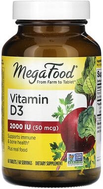MegaFood, Vitamin D3, 2.000 IU, 60 Tabletten