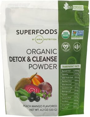 MRM Nutrition, Organic Detox & Cleanse Powder, Bio-Detox- und Reinigungspulver, Pfirsich-Mango, 120 g (4,2 oz.)