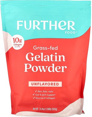 Further Food, Grass-Fed Gelatin Powder, Unflavored, Gelatinepulver von grasgefütterten Kühen, geschmacksneutral, 900 g (...