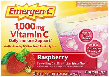 Thumbnail - Emergen-C, Vitamin C, Himbeere, 1.000 mg, 30 Päckchen, je 9,1 g (0,32 oz.).