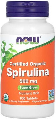 NOW Foods, Certified Organic Spirulina, Spirulina, biozertifiziert, 500 mg, 100 Tabletten
