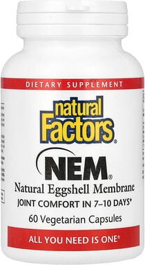 Natural Factors, NEM, Natural Eggshell Membrane, natürliche Eierschalenmembran, 60 pflanzliche Kapseln
