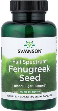 Swanson, Full Spectrum® Fenugreek Seed, Bockshornkleesamen, 90 vegane Kapseln (610 mg pro Kapsel)