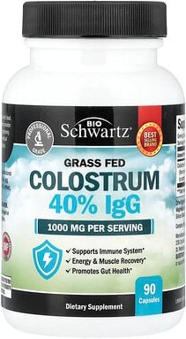 Thumbnail - BioSchwartz, Grass Fed Colostrum 40% IgG, Kolostrum von grasgefütterten Kühen, 40% IgG, 90 Kapseln (500 mg pro Kapsel)