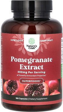 Nature's Craft, Pomegranate Extract, Granatapfelextrakt, 500 mg, 180 Kapseln