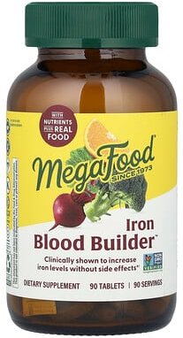 MegaFood, Iron Blood Builder™, Nahrungsergänzungsmittel für den Eisengehalt, 90 Tabletten