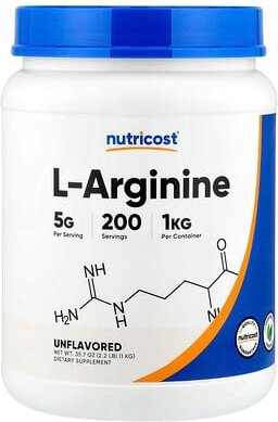 Nutricost, L-Arginine, Unflavored, L-Arginin, geschmacksneutral, 1 kg (35,7 oz.)