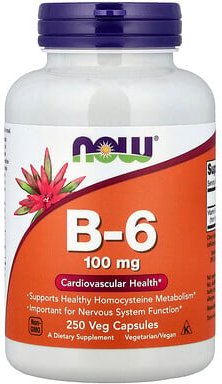 NOW Foods, B-6, 100 mg, 250 vegetarische Kapseln