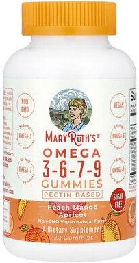 MaryRuth's, Omega 3-6-7-9 Gummies, Pfirsich-Mango-Aprikose, 120 Fruchtgummis