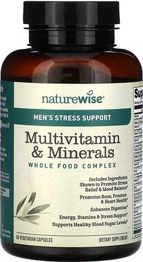 NatureWise, Men's Stress Support, Multivitamin und Mineralstoff, 60 vegetarische Kapseln