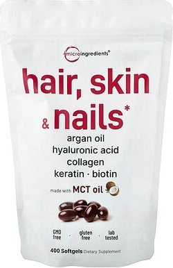 Micro Ingredients, Haare, Haut und Nägel, 400 Weichkapseln