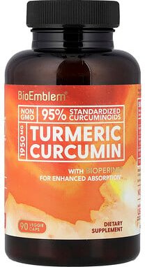 BioEmblem, Turmeric Curcumin, Kurkuma-Curcumin, 90 vegetarische Kapseln