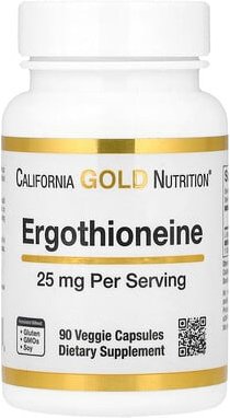 California Gold Nutrition, Ergothioneine, Ergothionein, 25 mg, 90 pflanzliche Kapseln