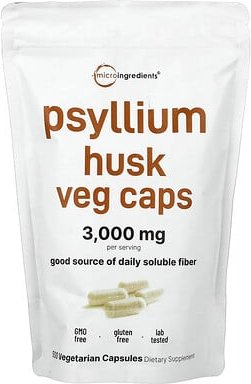 Micro Ingredients, Psyllium Husk Veg Caps, pflanzliche Kapseln (500 mg pro Kapsel)