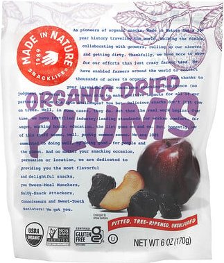 Made in Nature, Organic Dried Plums, getrocknete Bio-Pflaumen, 170 g (6 oz.)