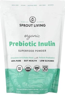 Sprout Living, Organic Prebiotic Inulin, Präbiotisches Bio-Inulin, Superfood-Pulver, 454 g (1 lb.)