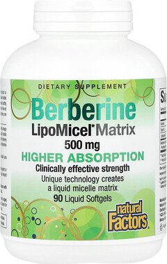 Natural Factors, Berberine, LipoMicel Matrix, 500 mg, 90 flüssige Weichkapseln