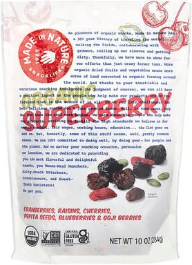 Made in Nature, Organic Superberry, Bio-Superbeere, Cranberrys, Rosinen, Kirschen, Peptia-Samen, Heidelbeeren und Goji-B...