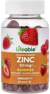 Lifeable, Zinc Gummies, Zink-Fruchtgummis, Beere, 60 Fruchtgummis (25 mg pro Fruchtgummi)
