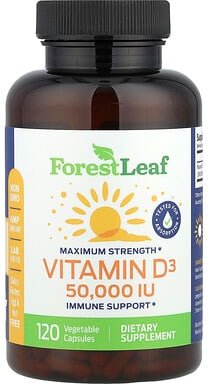 Forest Leaf, Maximum Strength, Vitamin D3, Vitamin D3, 1.250 mcg (50.000 IU), 120 pflanzliche Kapseln