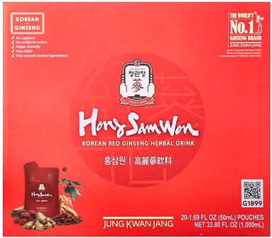 JungKwanJang, Korean Red Ginseng Herbal Drink, koreanischer Roter-Ginseng-Kräutergetränk, 20 Beutel, je 50 ml (1,69 fl. ...