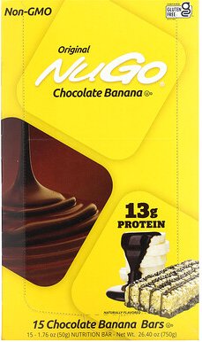 NuGo Nutrition, Schokoladen-Bananen-Riegel, 15 Riegel, je 50 g (1,76 oz.)