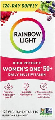 Rainbow Light, Women's One™ 50+ Daily Multivitamin, tägliches Multivitamin für Frauen ab 50, hohe Wirksamkeit, 120 pflan...
