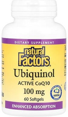 Natural Factors, Ubiquinol, Active CoQ10, Ubichinol, aktives CoQ10, 100 mg, 60 Weichkapseln
