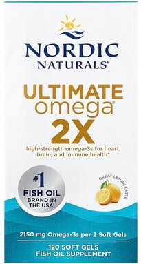 Nordic Naturals, Ultimate Omega 2X, Omega-3-Fischöl, Zitrone, 2.150 mg, 120 Weichkapseln (1.075 mg pro Weichkapsel)