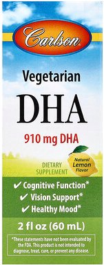 Thumbnail - Carlson, Vegetarian DHA, vegetarisches DHA, natürliche Zitrone, 60 ml (2 fl. oz.)