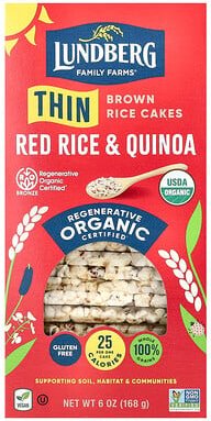 Lundberg, Organic Thin Stackers, Puffed Grain Cakes, Red Rice & Quinoa, Salt-Free, Bio-Getreidewaffeln, roter Reis und Q...