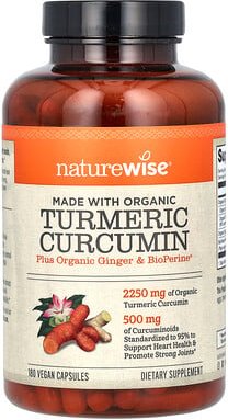 Thumbnail - NatureWise, Organic Turmeric Curcumin, Bio-Kurkuma-Curcumin, 180 vegane Kapseln