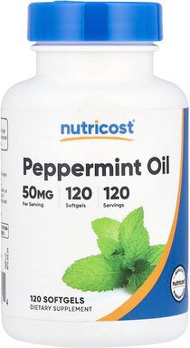 Nutricost, Peppermint Oil, Pfefferminzöl, 50 mg, 120 Weichkapseln
