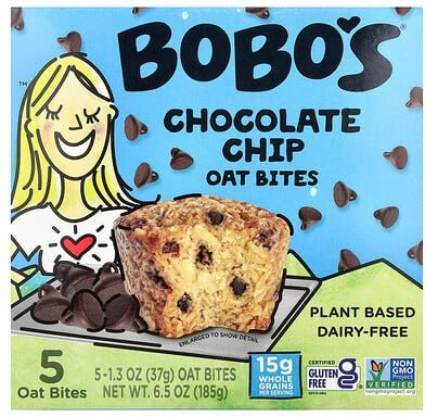 Bobo's Oat Bars, Chocolate Chip Oat Bites, Haferbissen, 5 Bites, je 37 g (1,3 oz.)