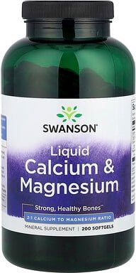 Swanson, Liquid Calcium & Magnesium, flüssiges Calcium und Magnesium, 200 Weichkapseln