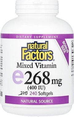 Natural Factors, Mixed Vitamin E, gemischtes Vitamin E, 268 mg (400 IU), 240 Weichkapseln