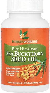 SeaBuckWonders, Sanddornsamenöl, 60 Weichkapseln (500 mg pro Weichkapsel)