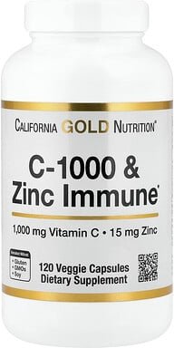 California Gold Nutrition, C-1000 & Zinc Immune, Vitamin C und Zink zur Unterstützung des Immunsystems, 120 pflanzliche ...