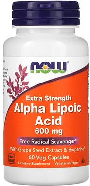 NOW Foods, Alpha Lipoic Acid, Alpha-Liponsäure, 600 mg, 60 pflanzliche Kapseln