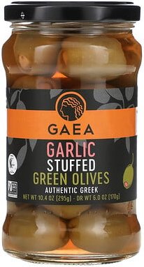 Gaea, Mit Knoblauch gefüllte grüne Oliven, 295 g (10,4 oz.)