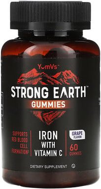 YumVs, Strong Earth Fruchtgummis, Eisen mit Vitamin C, Traube, 60 Fruchtgummis