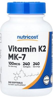 Nutricost, Vitamin K2 MK-7, 100 mcg, 240 Weichkapseln