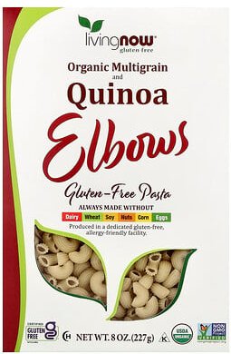 NOW Foods, Living NOW®, Organic Multigrain and Quinoa Elbows, Bio-Mehrkorn- und Quinoa-Elbows, glutenfrei, 227 g (8 oz.)