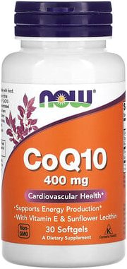 NOW Foods, CoQ10 mit Vitamin E und Sonnenblumenlecithin, 30 Weichkapseln