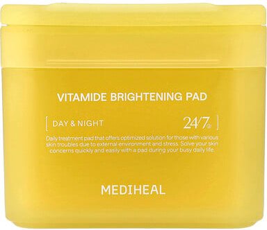 MEDIHEAL, Vitamide Brightening Pad, aufhellende Pads für Tag und Nacht, 100 Pads, 180 ml (6,08 fl. oz.)