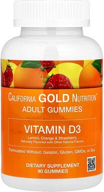 Thumbnail - California Gold Nutrition, Vitamin D3 Gummies, Vitamin-D3-Fruchtgummis, Zitrone, Orange und Erdbeere, 90 Fruchtgummis, (...