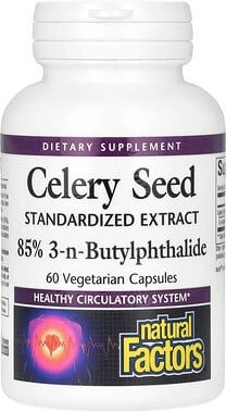Natural Factors, Celery Seed, Selleriesamen, standardisiertes Extrakt, 60 pflanzliche Kapseln