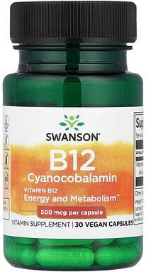 Swanson, Vitamin B12, 500 mcg, 30 vegane Kapseln